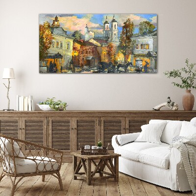 Tableau verre imprimé Une charmante rue dans un paysage d'automne