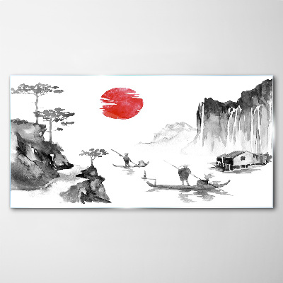 Tableau photo sur verre Un paysage paisible avec un coucher de soleil