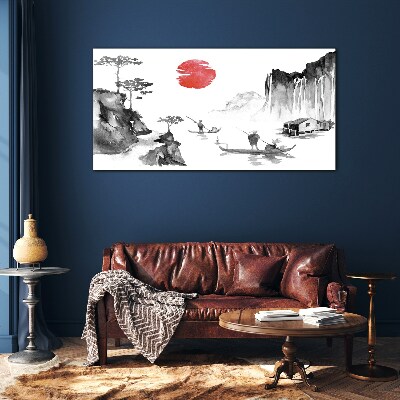 Tableau photo sur verre Un paysage paisible avec un coucher de soleil