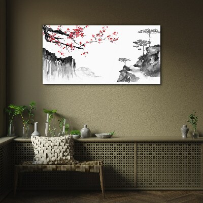 Tableau sur verre Paysages floraux de style japonais