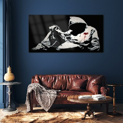 Tableau photo sur verre L'homme au couteau de Banksy