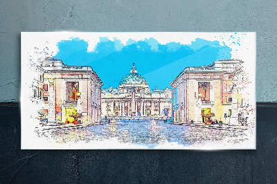 Tableau en verre Le Vatican aux couleurs de l'aquarelle