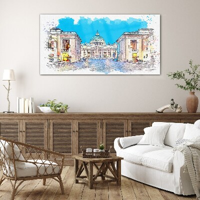 Tableau en verre Le Vatican aux couleurs de l'aquarelle