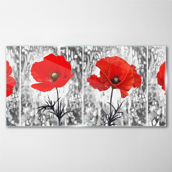 Tableau verre imprimé Coquelicots rouges sur fond de verre