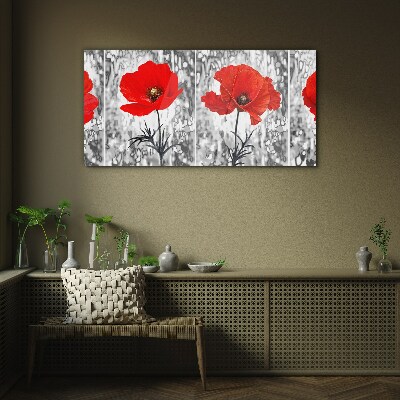 Tableau verre imprimé Coquelicots rouges sur fond de verre