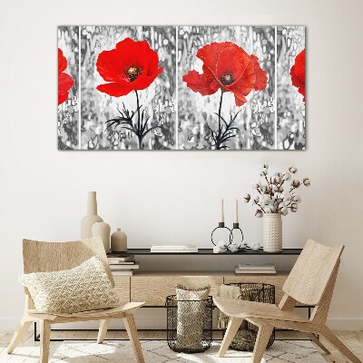 Tableau verre imprimé Coquelicots rouges sur fond de verre