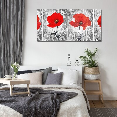Tableau verre imprimé Coquelicots rouges sur fond de verre
