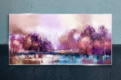 Tableau sur verre Reflets roses dans le paysage hivernal