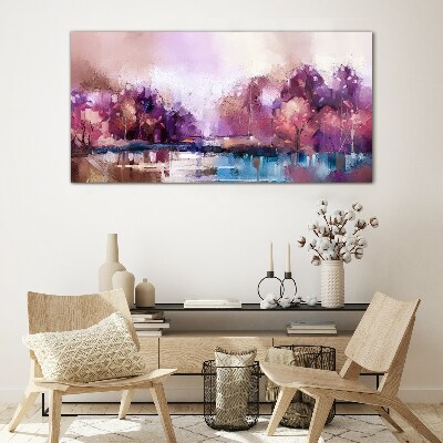 Tableau sur verre Reflets roses dans le paysage hivernal