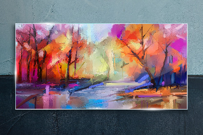 Tableau imprimé sur verre Paysage d'automne coloré
