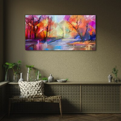 Tableau imprimé sur verre Paysage d'automne coloré