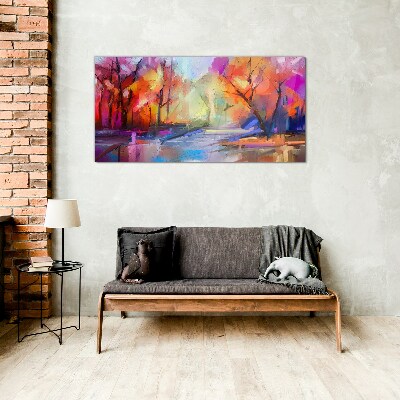 Tableau imprimé sur verre Paysage d'automne coloré