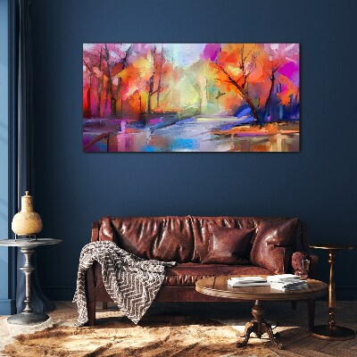 Tableau imprimé sur verre Paysage d'automne coloré