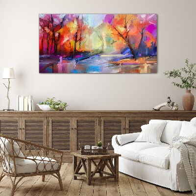 Tableau imprimé sur verre Paysage d'automne coloré