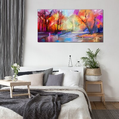 Tableau imprimé sur verre Paysage d'automne coloré