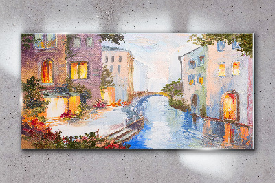 Tableau verre imprimé Les charmants canaux de la ville
