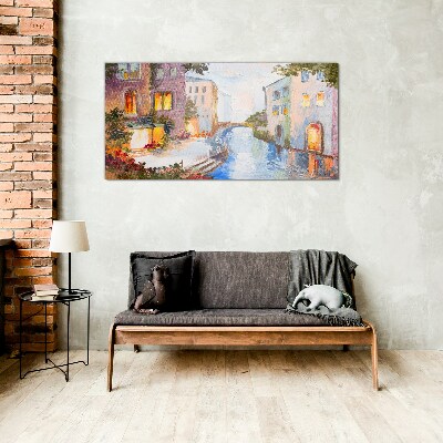 Tableau verre imprimé Les charmants canaux de la ville