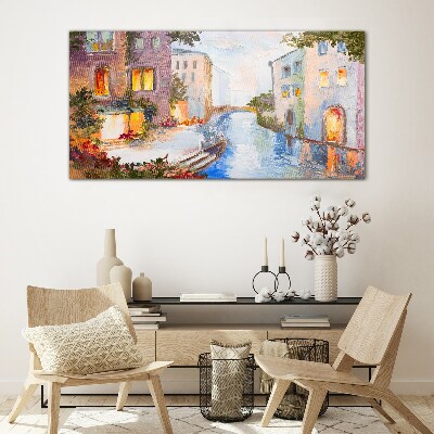 Tableau verre imprimé Les charmants canaux de la ville
