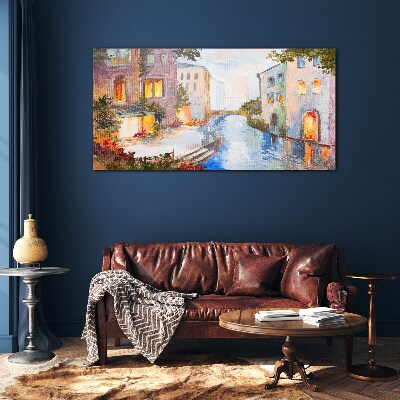 Tableau verre imprimé Les charmants canaux de la ville