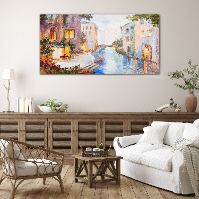 Tableau verre imprimé Les charmants canaux de la ville