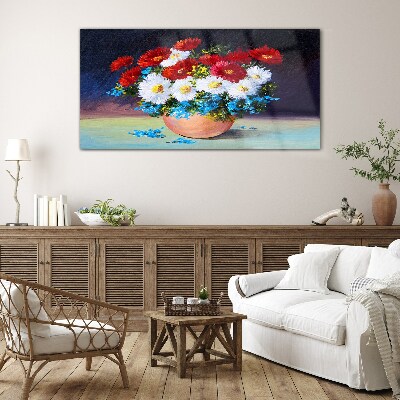 Tableau photo sur verre Bouquet de fleurs dans un vase