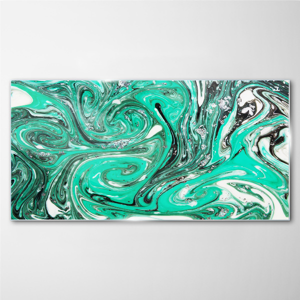Tableau sur verre Tourbillons turquoise d'abstraction