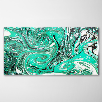 Tableau sur verre Tourbillons turquoise d'abstraction