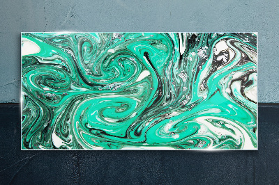 Tableau sur verre Tourbillons turquoise d'abstraction