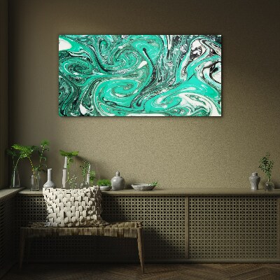 Tableau sur verre Tourbillons turquoise d'abstraction