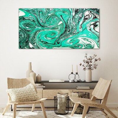 Tableau sur verre Tourbillons turquoise d'abstraction