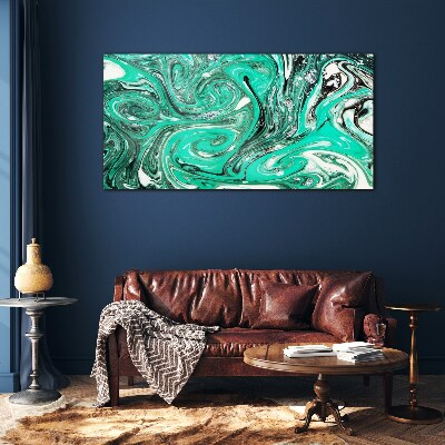 Tableau sur verre Tourbillons turquoise d'abstraction