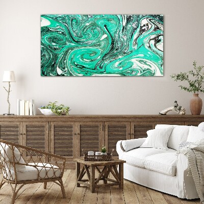 Tableau sur verre Tourbillons turquoise d'abstraction