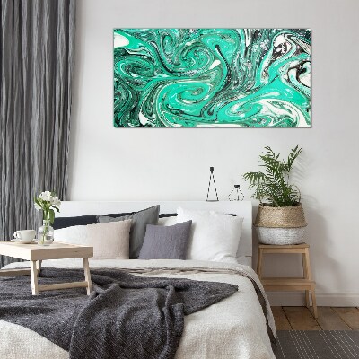 Tableau sur verre Tourbillons turquoise d'abstraction