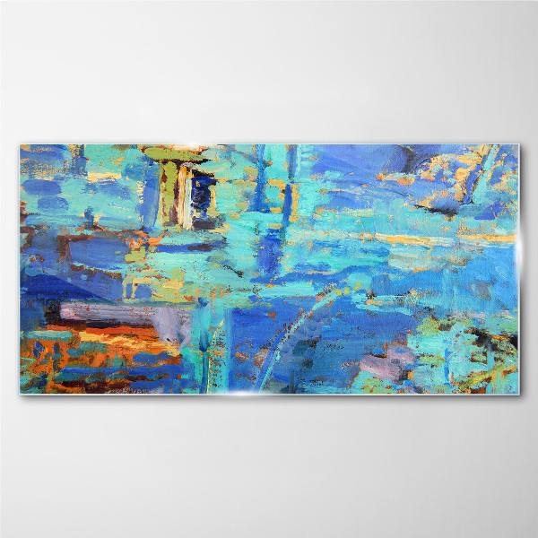 Tableau verre imprimé Composition abstraite dans les tons bleus