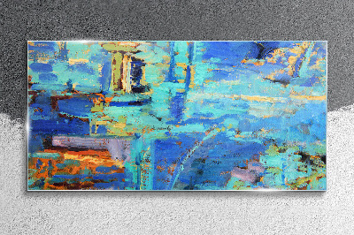 Tableau verre imprimé Composition abstraite dans les tons bleus