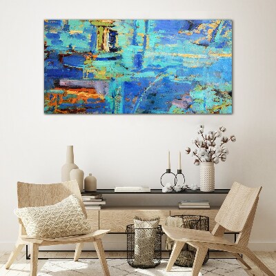 Tableau verre imprimé Composition abstraite dans les tons bleus