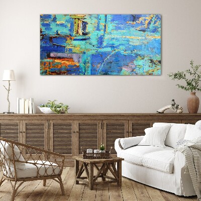 Tableau verre imprimé Composition abstraite dans les tons bleus