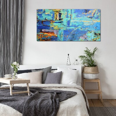 Tableau verre imprimé Composition abstraite dans les tons bleus