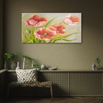 Tableau sur verre Tulipes printanières aux tons pastel