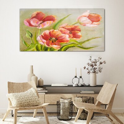 Tableau sur verre Tulipes printanières aux tons pastel