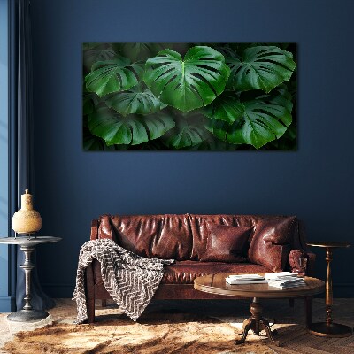 Tableau en verre Symphonie verte de feuilles de Monstera