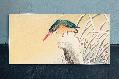 Tableau en verre Un oiseau dans un paysage délicat