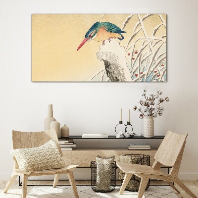 Tableau en verre Un oiseau dans un paysage délicat