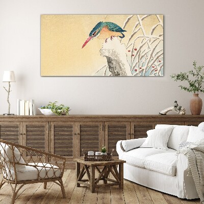Tableau en verre Un oiseau dans un paysage délicat