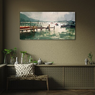 Tableau photo sur verre Un port tranquille le matin