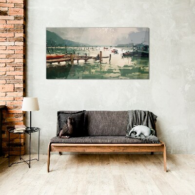 Tableau photo sur verre Un port tranquille le matin
