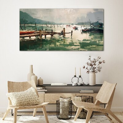 Tableau photo sur verre Un port tranquille le matin