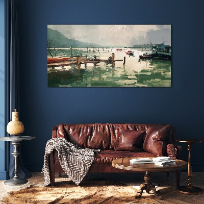 Tableau photo sur verre Un port tranquille le matin