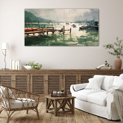 Tableau photo sur verre Un port tranquille le matin