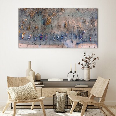 Tableau sur verre Un port tranquille dans la lumière du coucher du soleil